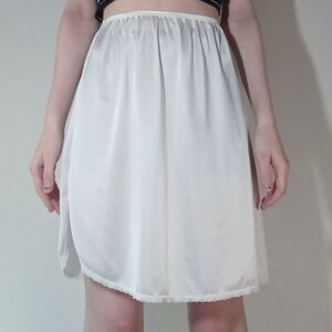 White Satin Short Slip Skirt